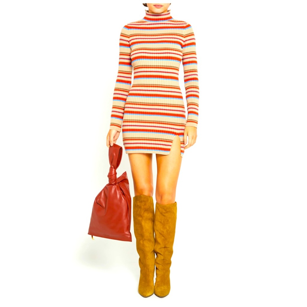 NWOT Aritza Wilfred Mock Neck Striped Long Sleeve Mini Dress Size XL